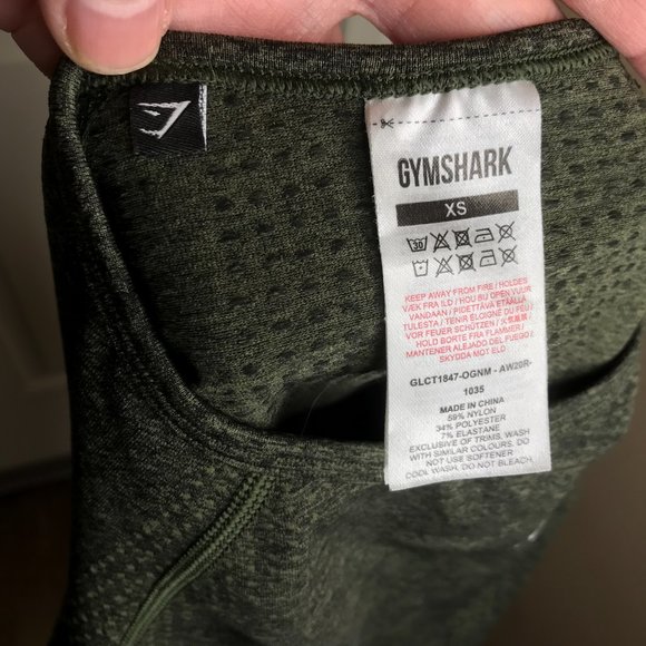 Gymshark Women's Cropped Long Sleeve Thumbhole Athletic Top Green ~ Size XS - Picture 7 of 7